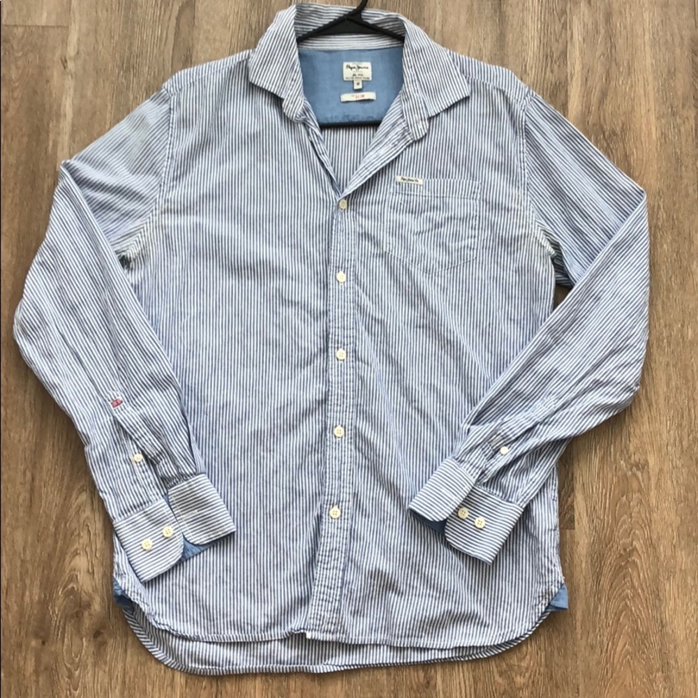 Pepe Jeans London white and blue striped shirt